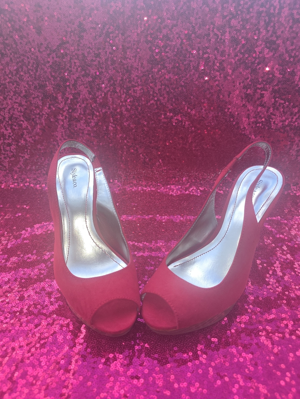 Style & Co. Red Peep-Toe Slingback Heels